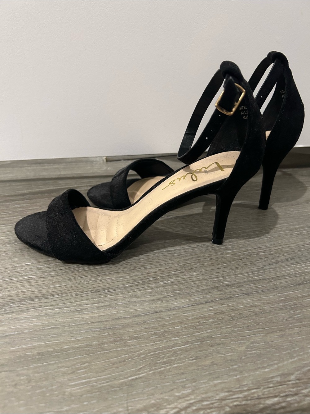 Lulu's Black Suede Ankle-Strap Stiletto Heels